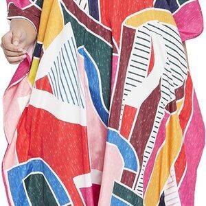 Plus Size Caftan Dress Polyester Beach Cover Up Maxi Gown Casual